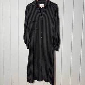 Pistola Carissa Pinstripe Button Down Pocket Front Striped Dress‎ Duster Small